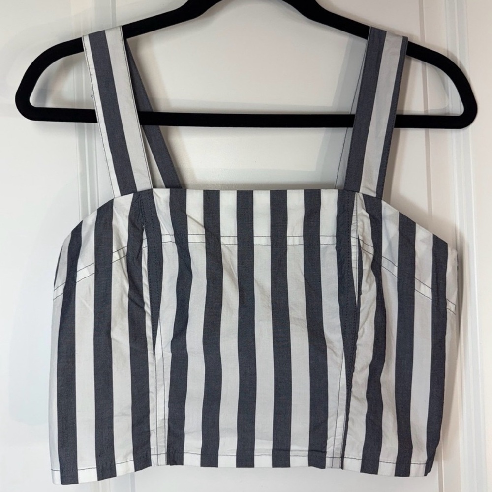 Summer Cropped Tank Top - White & Gray Small NWT
